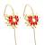 Gold plated pink lotus design needle ear cuff