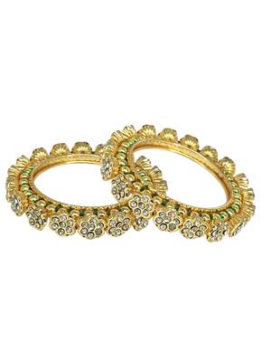 Set of 2 gold plated filigree floral bangle set 2