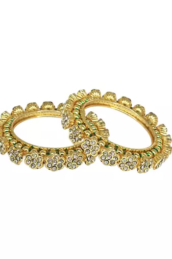 Set of 2 gold plated filigree floral bangle set