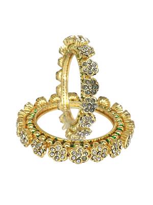 Set of 2 gold plated filigree floral bangle set 3
