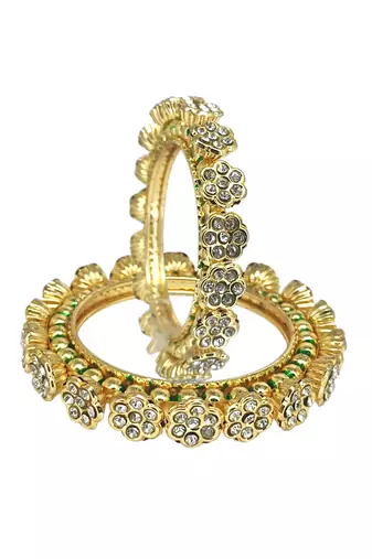 Set of 2 gold plated filigree floral bangle set