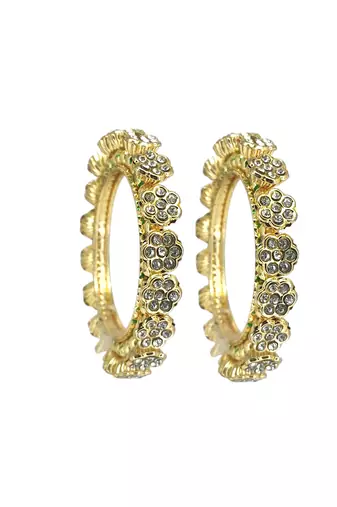 Set of 2 gold plated filigree floral bangle set