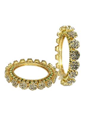 Set of 2 gold plated filigree floral bangle set 5