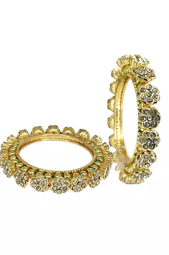 Set of 2 gold plated filigree floral bangle set