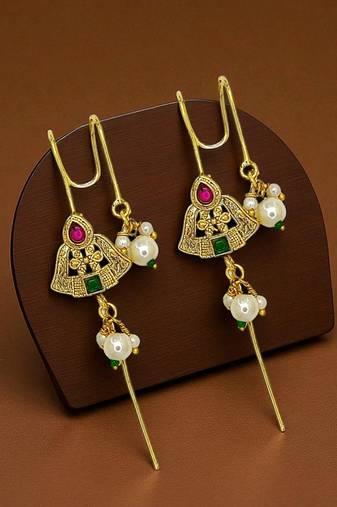 Gold plated rajputi needle ear cuff