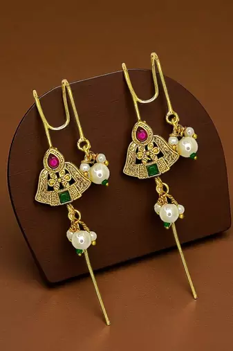 Gold plated rajputi needle ear cuff