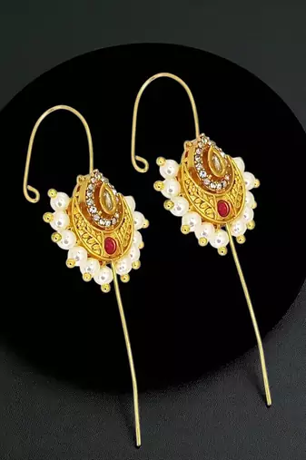 Gold plated teardrop crescent shape needle ear cuff