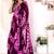 wine shibori printed ruffled stitched ready to wear saree with sequin unstitched blouse
