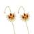 Gold plated elegant pink needle ear cuff