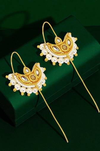 Gold plated half moon needle ear cuff