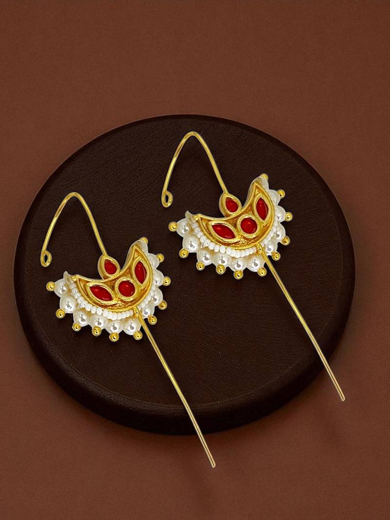 Gold plated half moon needle ear cuff