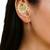 Gold plated kundan studded needle ear cuff