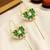 Gold plated green lotus design needle ear cuff