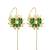 Gold plated green lotus design needle ear cuff
