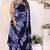 navu blue shibori printed ruffled stitched ready to wear saree with sequin unstitched blouse