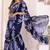 navu blue shibori printed ruffled stitched ready to wear saree with sequin unstitched blouse