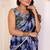 navu blue shibori printed ruffled stitched ready to wear saree with sequin unstitched blouse