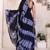 navu blue shibori printed ruffled stitched ready to wear saree with sequin unstitched blouse