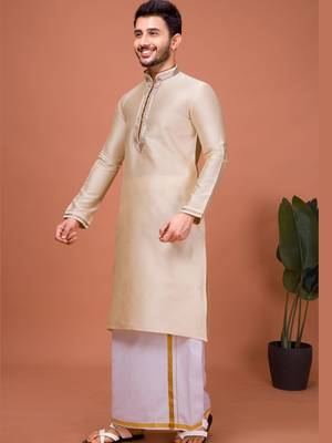 Plain Cotton kurta For men 3