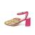 Pink embroidered leather heels