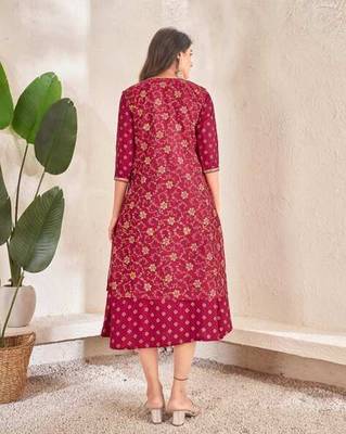 Maroon cotton silk printed gown 2
