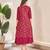 Maroon cotton silk printed gown