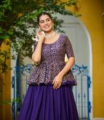 Fendy Fabrics with Sequins Embroidered work Blouse With Plain Lehenga