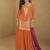 Orange chinon silk embroidered sharara suit
