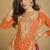 Orange chinon silk embroidered sharara suit