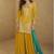 Yellow chinon silk embroidered sharara suit