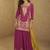 Red chinon silk embroidered sharara suit