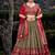red tussar silk traditional printed lehenga choli