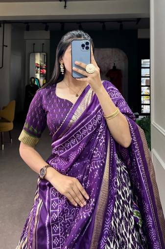 wine tussar silk traditional printed lehenga choli