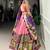 pink tussar silk traditional printed lehenga choli