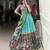 blue tussar silk traditional printed lehenga choli