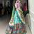 blue tussar silk traditional printed lehenga choli