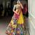 yellow tussar silk traditional printed lehenga choli