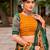 yellow tussar silk traditional printed lehenga choli
