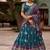 blue tussar silk traditional printed lehenga choli