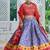 sky blue tussar silk traditional printed lehenga choli
