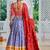 sky blue tussar silk traditional printed lehenga choli