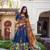 navy blue tussar silk traditional printed lehenga choli