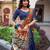 navy blue tussar silk traditional printed lehenga choli