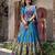 sky blue tussar silk traditional printed lehenga choli
