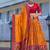 yellow tussar silk traditional printed lehenga choli
