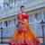 yellow tussar silk traditional printed lehenga choli