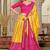 yellow tussar silk traditional printed lehenga choli