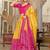 yellow tussar silk traditional printed lehenga choli