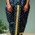 Dark blue printed pitambari ready to wear silk dhoti