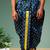 Dark blue printed pitambari ready to wear silk dhoti